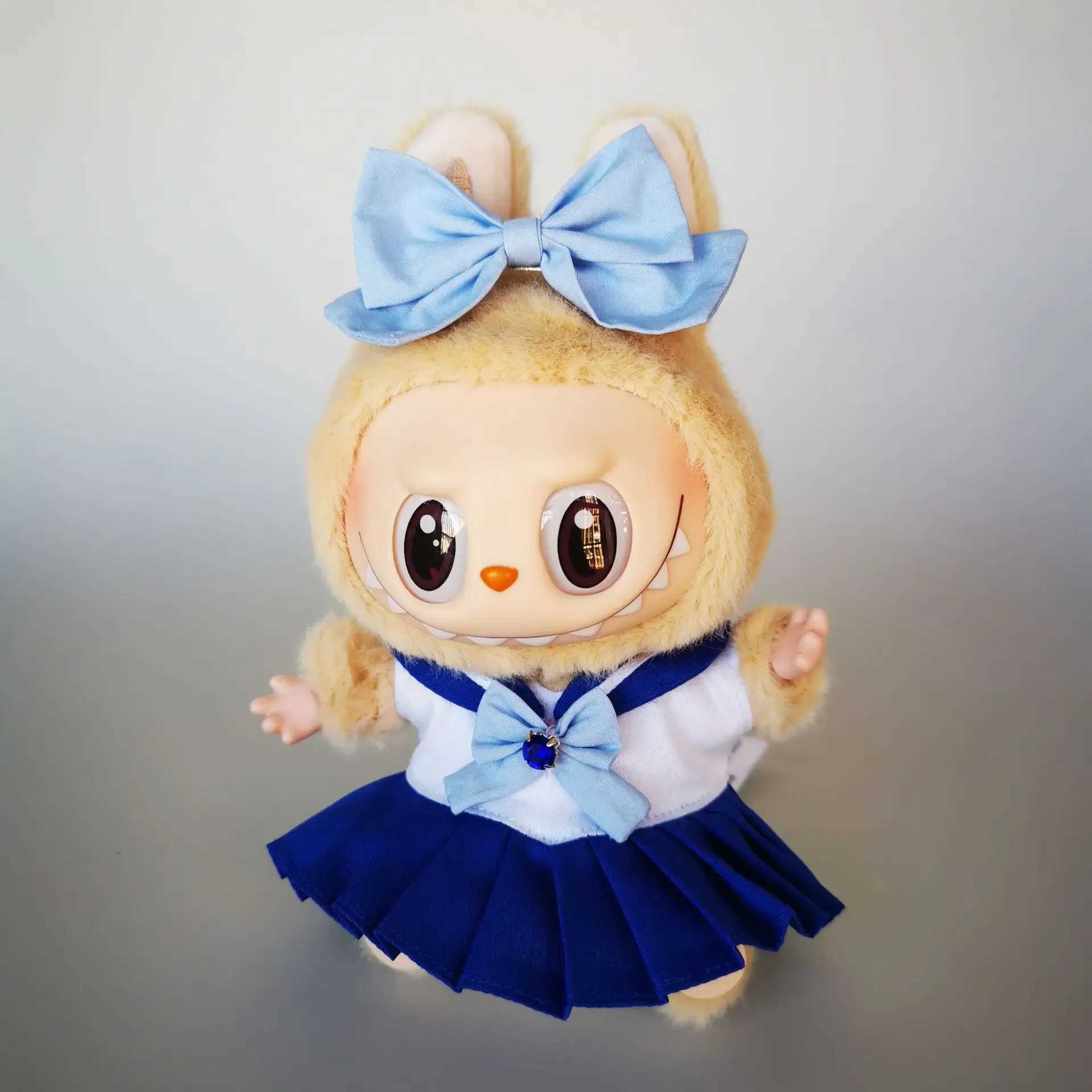17cm Labubu Clothes V1 Labubu Cute Sailor Uniform Vinyl Doll Labubu Beautiful Girl Warrior Clothes Sitting Party Gifts C250919