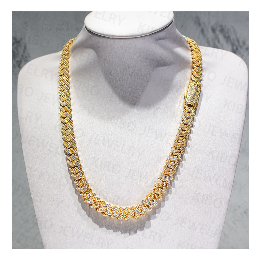 Christmas Gift Hip Hop Customized Trend Iced Out 12mm VVS Mossanite 10K Solid Gold Moissanite Cuban Link Chain