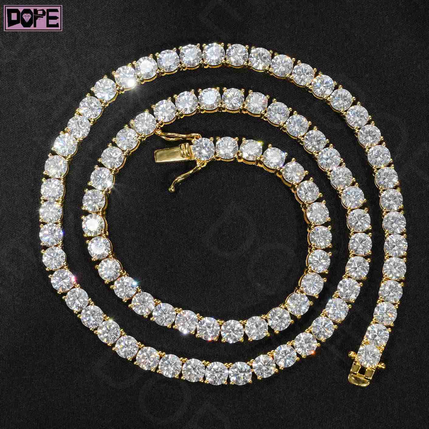 4mm Customized Trend High Quality Tennis Chain Gold Plated D VVS 925 Silver Moissanite Tennis Chain