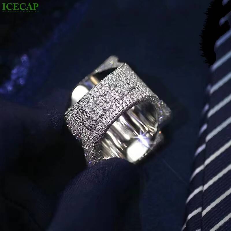 925 Sterling Silver Customizable Letter Ring for Men White Gold Hip Hop Fine Jewelry Iced VVS Baguette Moissanite Diamond Ring