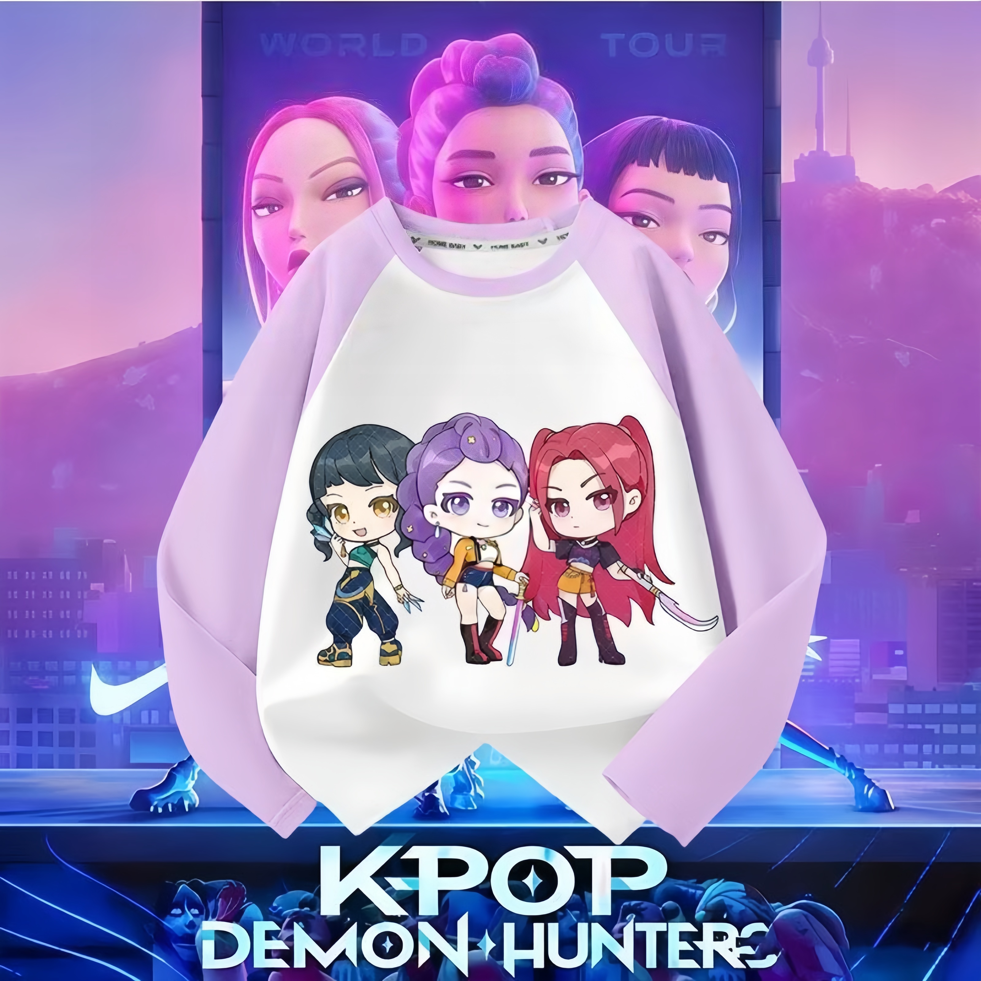 Hot Sale Kpop Demon Hunters 2025 New Model Girl's Long-sleeved T-shirt Pure Cotton Spring and Autumn Top Children's Undershirt Girl Thin
