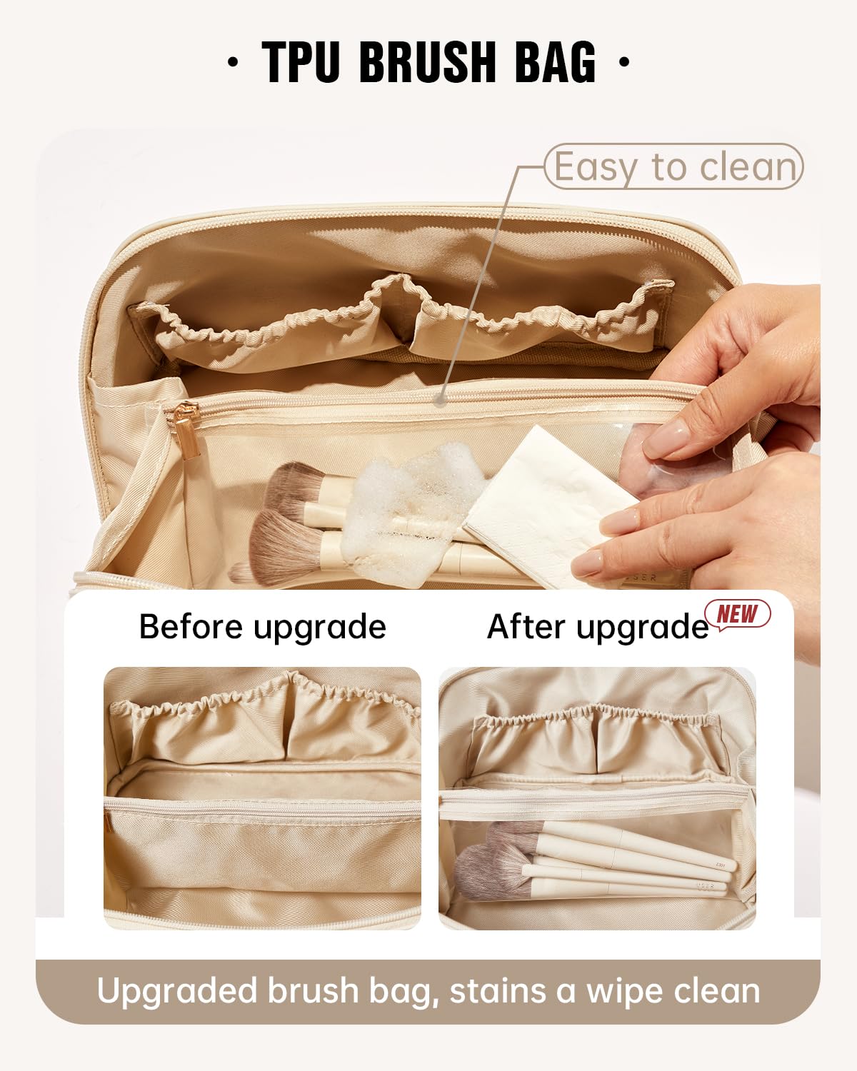 Flat Lay Travel Cosmetic Bag Waterproof Roomy Printed Women Makeup Organizer Portable Toiletry Storage Bag