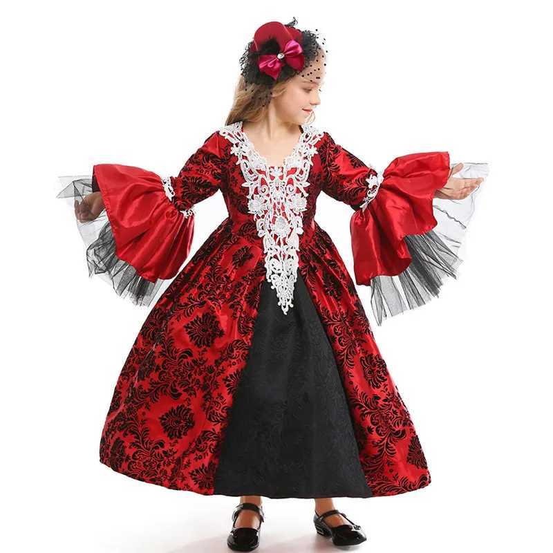 XSL Kids Children Halloween Vampire Costumes Girls Princess Young Lady Cosplay Carnival Purim Masquerade Role Play Party Dress L250918