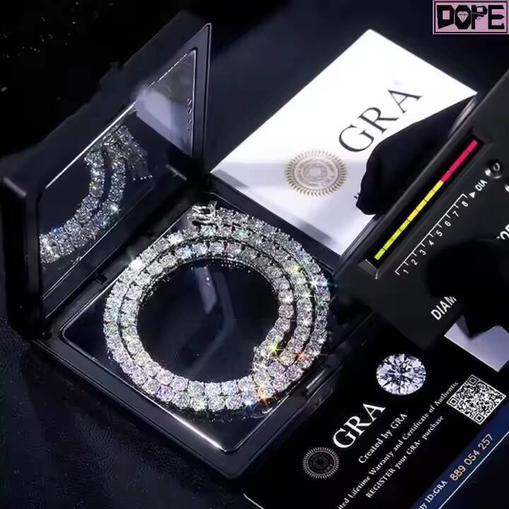 Hiphop Jewelry Tennis Chain 3mm 4mm 5mm VVS Necklace Iced Out Diamond 925 Silver Moissanite Tennis Chain
