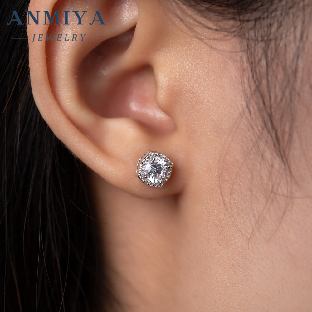 Trendy Dainty Jewelry Minimalist Bling 925 Sterling Silver Big 5A Zircon Custom Designer Fashion Stud Earrings