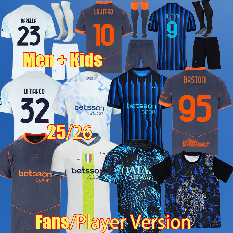Inter Milanes 25 26 TOP LAUTARO THURAM soccer jerseys BASTONI INTERS BARELLA 2025 2026 VR46 Special shirt PAVARD CALHANOGLU DIMARCO football shirt kids kit 996