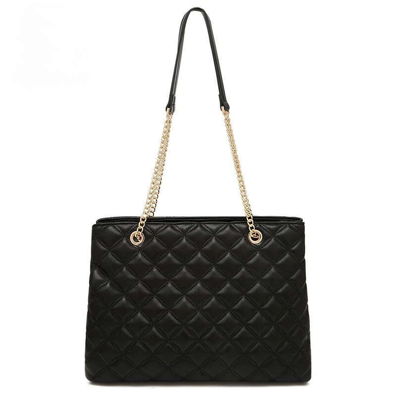 FOXER Women Fashion Quilted Shoulder Female Classic Underarm Bag Vintage Lady Simple Tote Bags Chrismas Gift