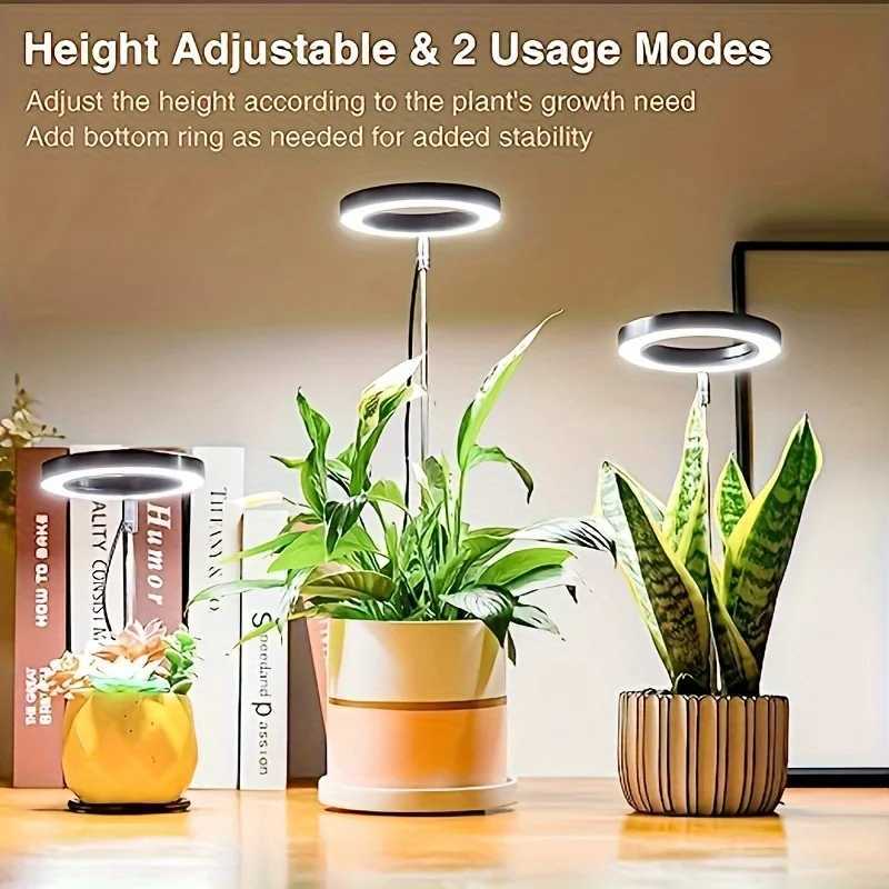 Grow Light Full Spectrum Light LED Grow Indoor Height Angle Adjustable Ring Grow Light Timer Height Adjustable USB Powered C250919