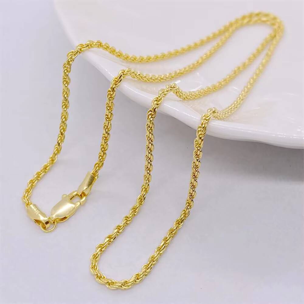NUOYA 3MM5mm Men Women Silver Rope Chain Fine Jewelry 925 Sterling Silver Twist Rope Chain Necklace for Gifts