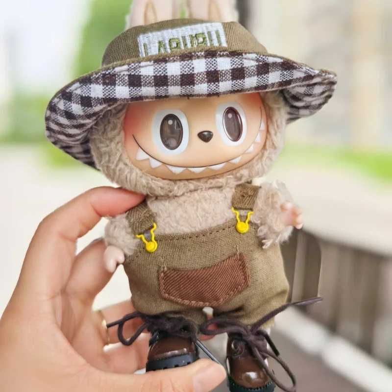 17cm Labubu Doll Clothes Denim Overalls Bucket Hat Set Monster Idol DIY Adventure DressUp for Kids Birthday Summer Party Gifts C250919