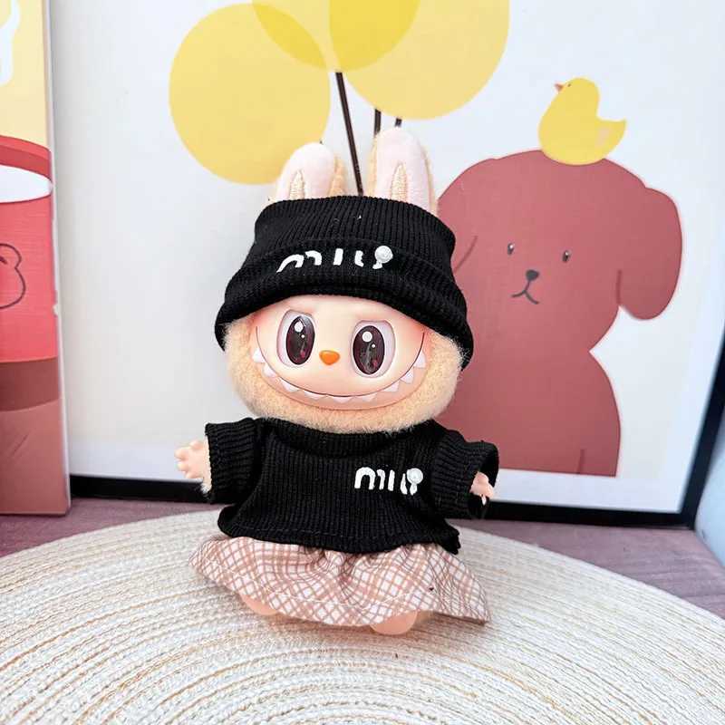 For 17cm Labubu Doll Outfit Wrinkled Skirt Flower Hairpin Set Fisherman Hat Labubu Clothes C250919