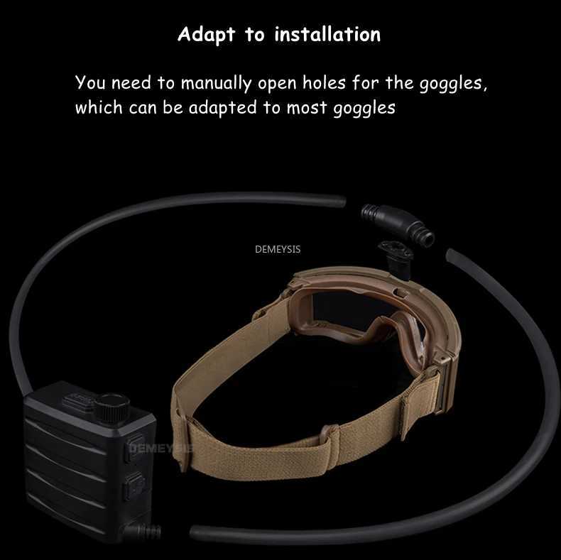 Tactical Goggles Anti Fog Ventilation Fan Adjustable Head Strap for Airsoft Motorcross Mountaineering Ski Defogging Fan J250919