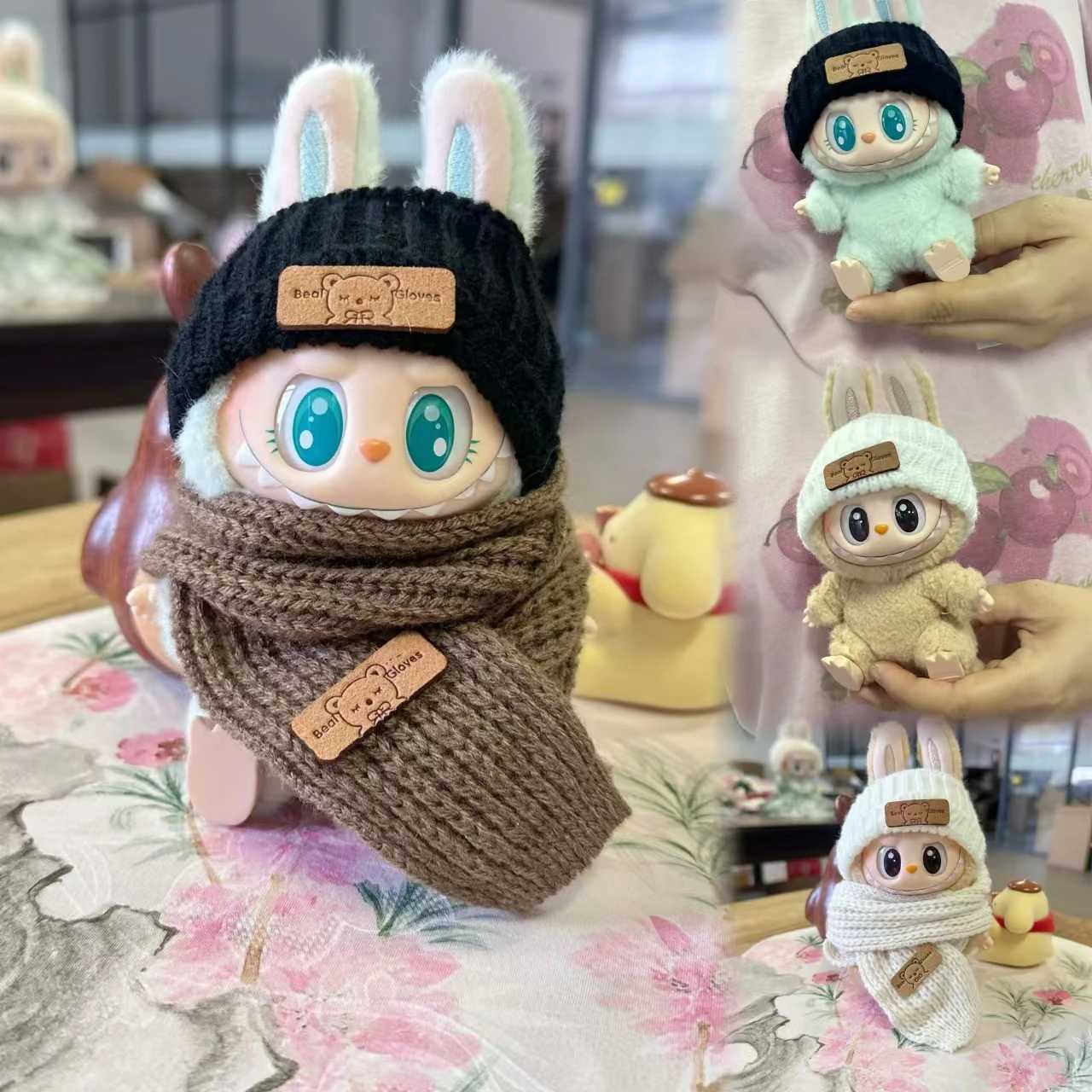 17cm Plush Dolls Clothes The Monster Labubu Outfit Accessories Clothing DIY Kids Gift Little Bear Scarf Hat Winter Wear C250919