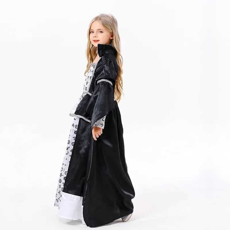 Children Halloween Costumes Girl Black White Witch Cosplay Dress Festive Princess Costumes Christmas New Year Gifts L250918