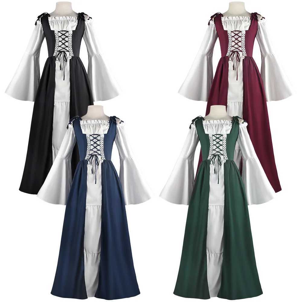 Vintage Court Dress Cosplay Square neckline tied waistband medieval retro dress Halloween Woman Gothic Dress L250918