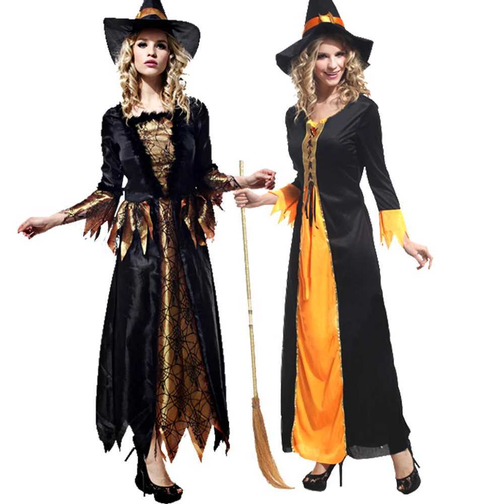 Adult womens witch COS costume Halloween cosplay costume sexy dark witch dress retro set L250918