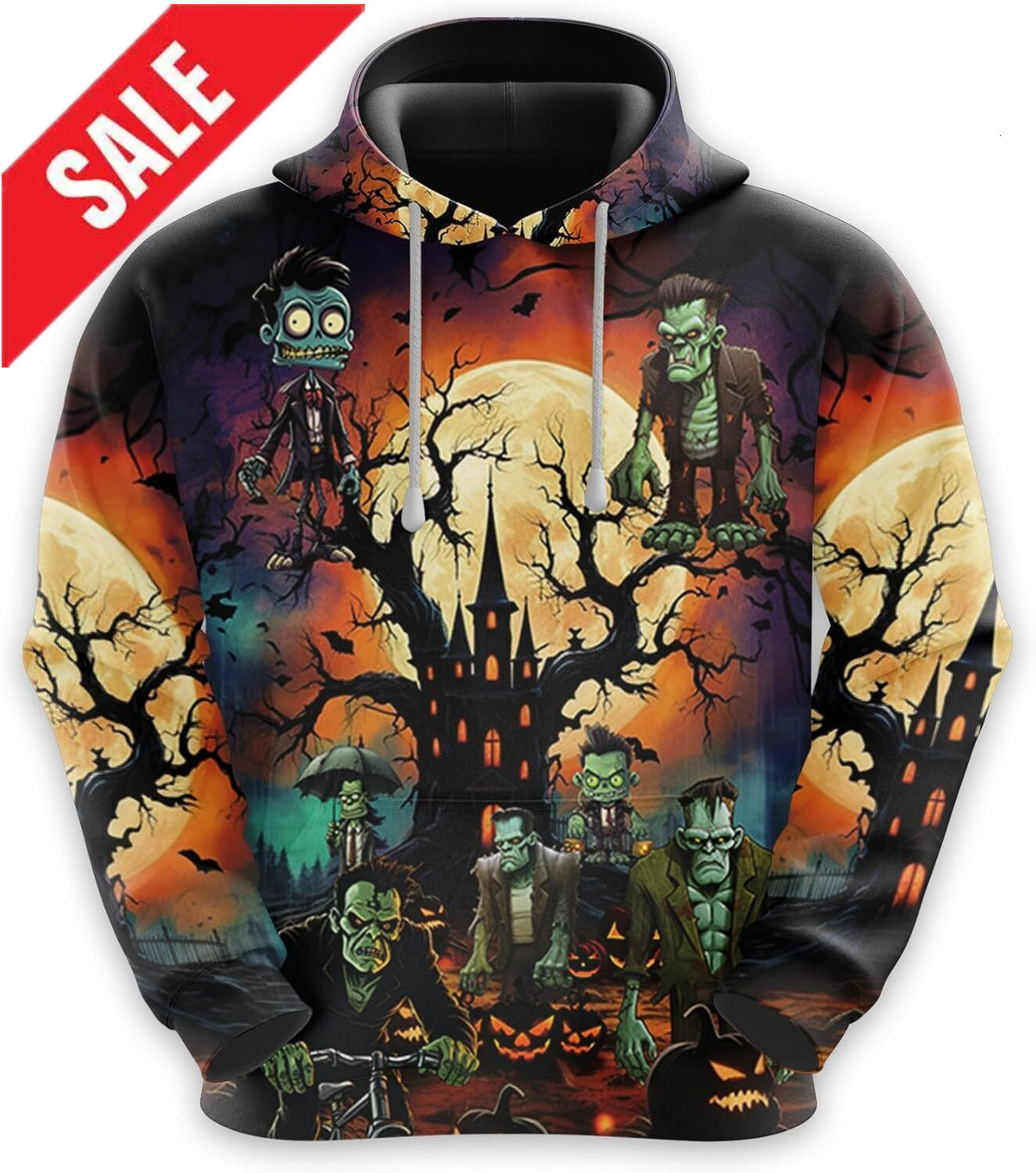 Hoodie for Mens Womens Halloween Hoodies for Men Pullover Sweatshirts, Mens 3D Haunted House Hooded Sweatshirt Series 01 Graphic Hoodies sweatshirt 20