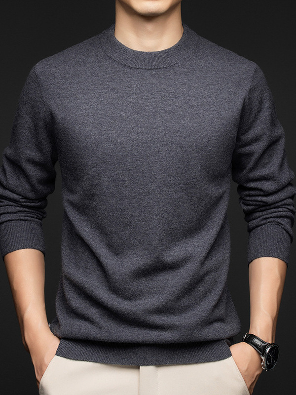 Winter New Arrival Men's Wool Knit Sweater Casual Long-Sleeve Crew Neck Pure Wool Sweater Thickened Warm Base Layer Top for Men