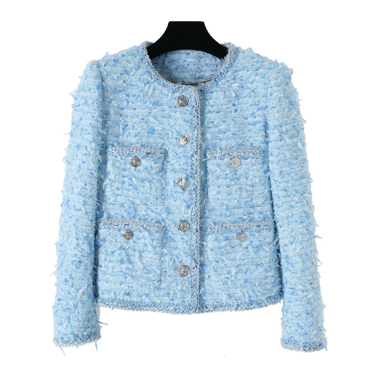 New fashionable and elegant celebrity highend temperament design round neck singlebreasted small fragrance jacket Z250918