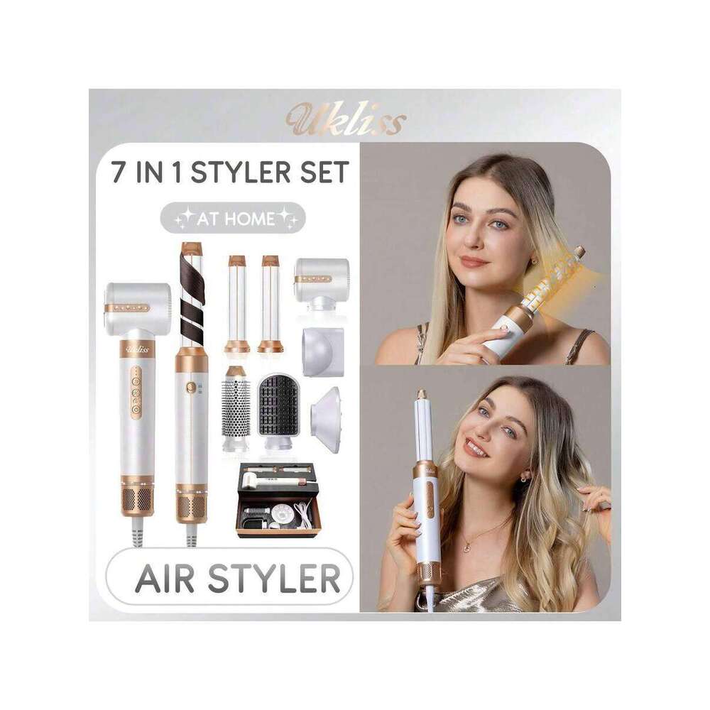 UKLISS Air Style 7-In-1 Upgraded Version 110,000 RPM Styling Brush Quick Dry For Wet Hair, Round Straightening Brush, Automatic Curling Iron, Hair Dry