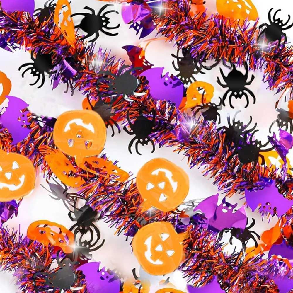2m Halloween Wreath Pendant Bat Pumpkin Glitter Plastic Halloween Door Hanging for Home Garden Decoration Halloween Decoration C250919