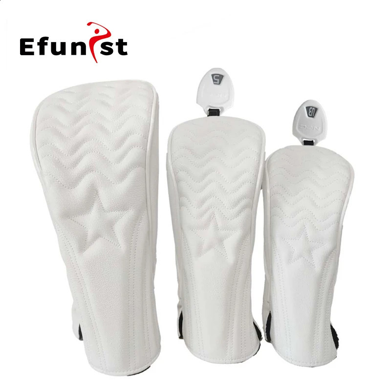 Golf Wood Cover 2 Color PU Leather Golf Club Covers For Driver Fairway Hybrid Waterproof Protector Set Golf Headcover 250918