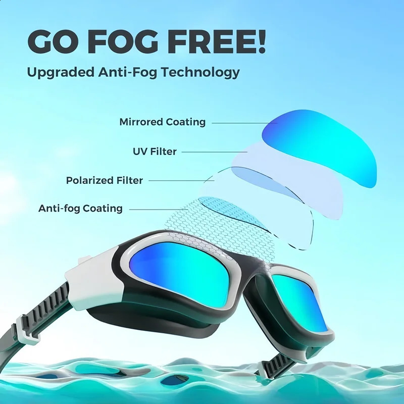 Coated Swimming Goggles for Women Men Anti Fog Anti UV Unisex Adult Quick Adjustable Silicone Swim Diving Goggles 250918