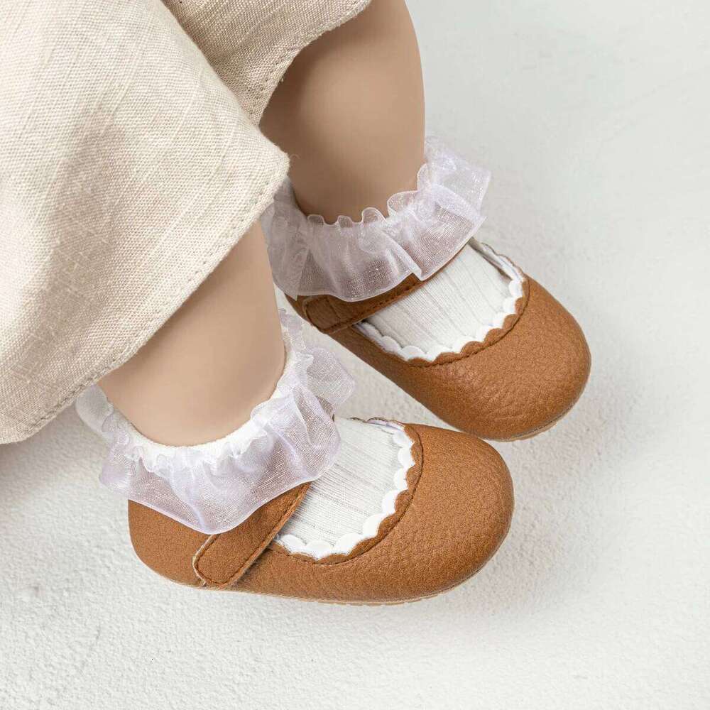 Meckior Baby Boys Girls Infant Leather Rubber Sole Anti-slip Toddler First Walkers Crib Shoes Newborn Girl Princess