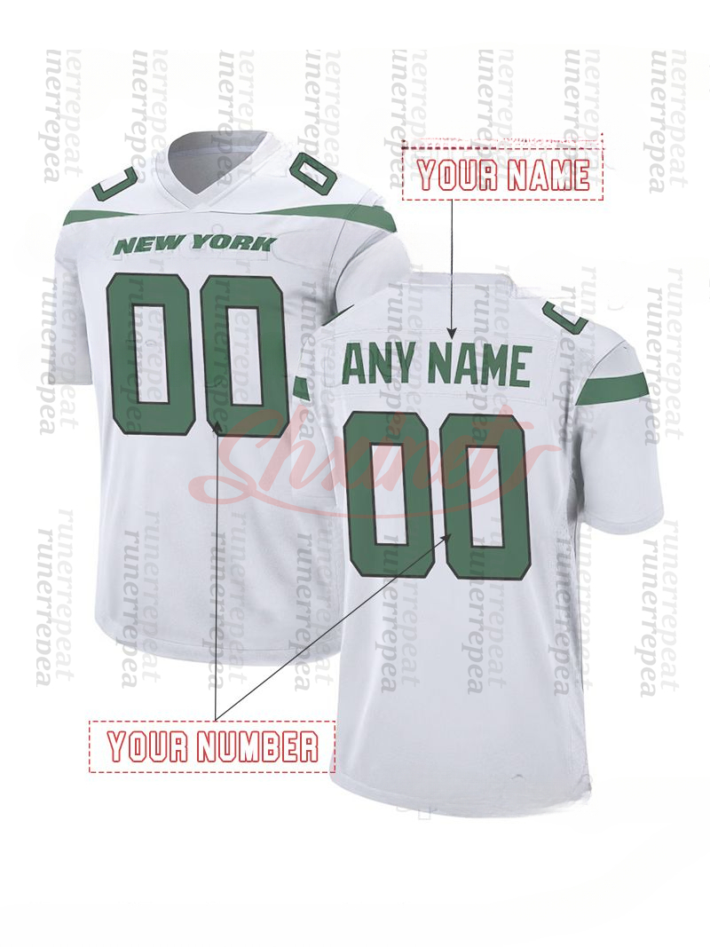 Rodgers Embroidery Custom Football Jerseys Williams Ahmad Sauce Gardner Garrett Wilson custom Breece Hall Zach Lazard Joe Namath Chrebet Martin