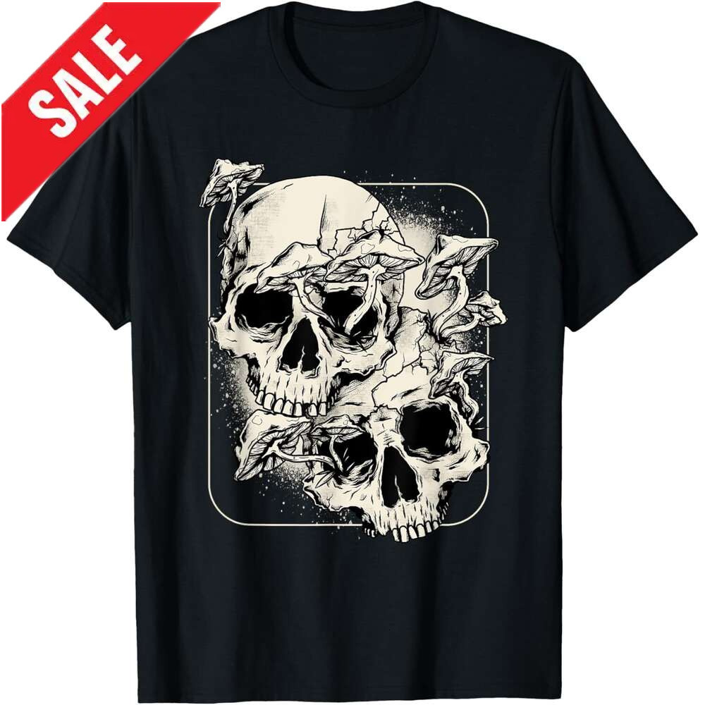 Halloween T shirt for Mens Skull Mushroom Shirt Goth Morel Mushroom Art Emo T-Shirt Shirts Tshirt Graphic Tee Casual Tops Clothes Short sleeve 2025
