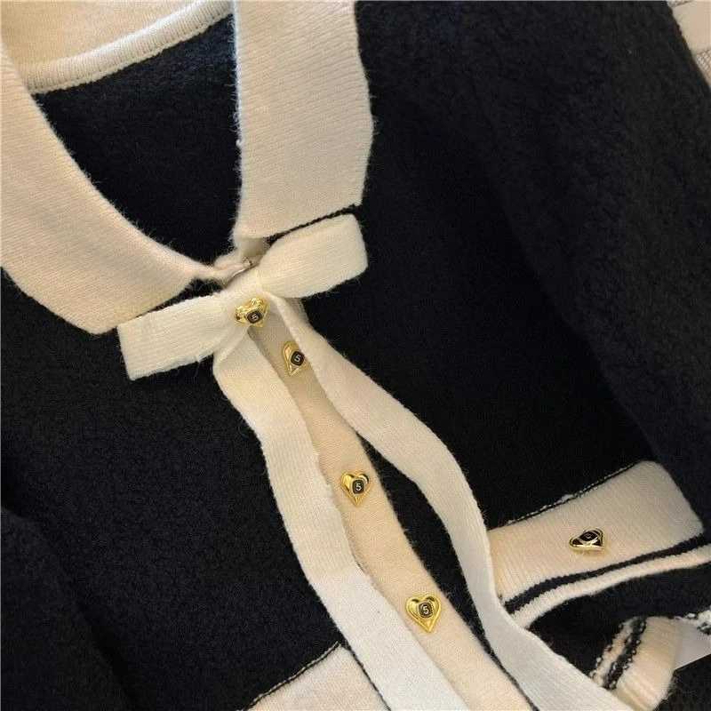 Xiaoxiangfeng Color Lapel Knitted Jacket Womens Design Sense Bow Tie New Shirt Spring Gentle Wear Comfortable Temperament Niche Z250918