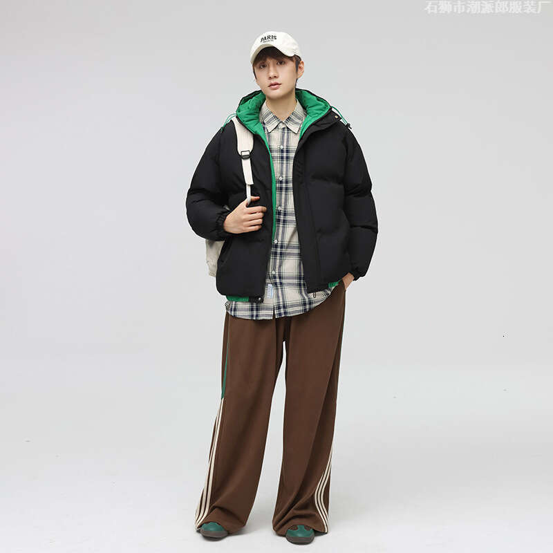 Men's Winter New Thickened Color-Block Puffer Women's Coat Student Trendy Loose Couple Jacket Cotton Clothing