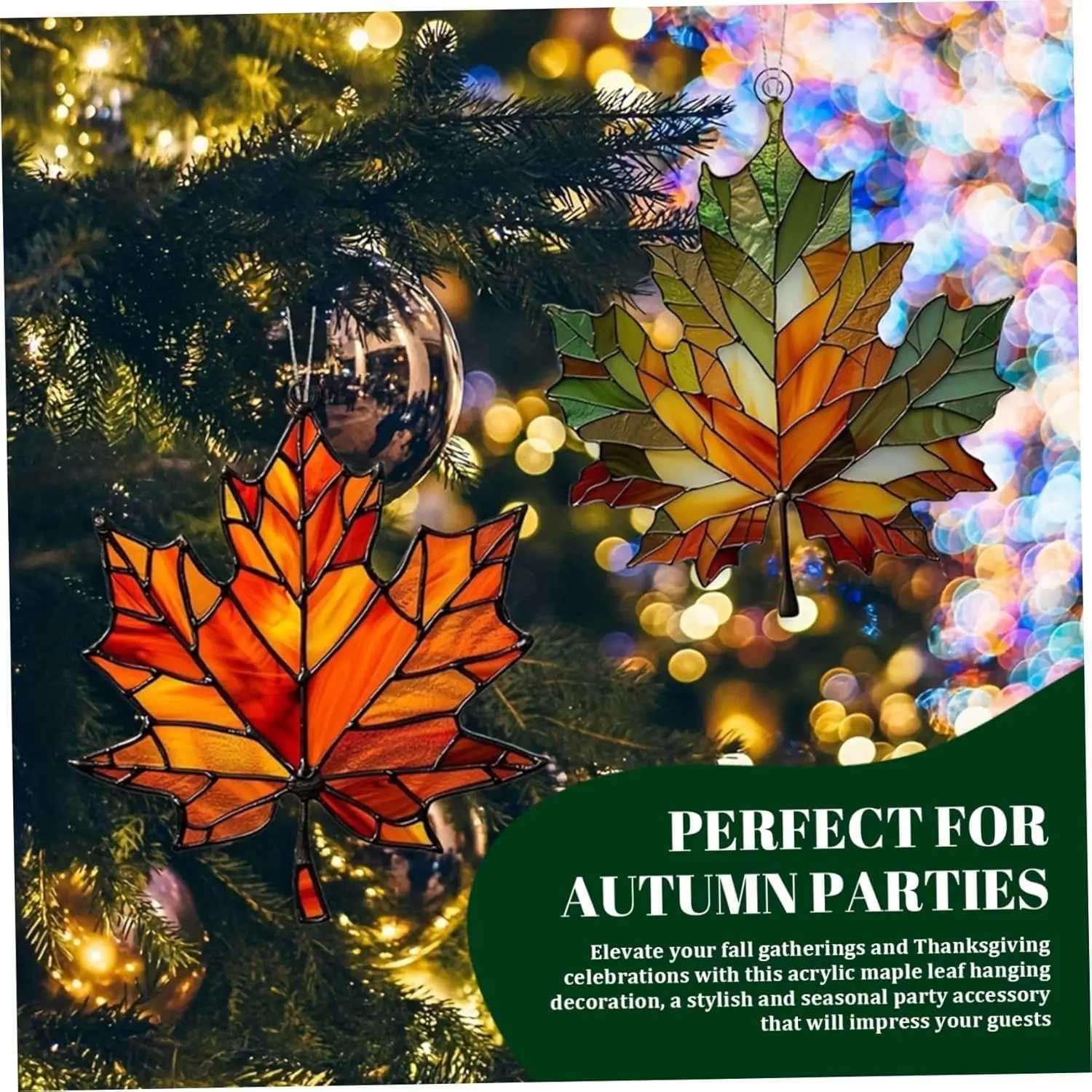 Maple Leaf Suncatcher Stained Glass Window Hanging Decor Glittering Fall Ornament For Thanksgiving Christmas Home Festival Gift C250919