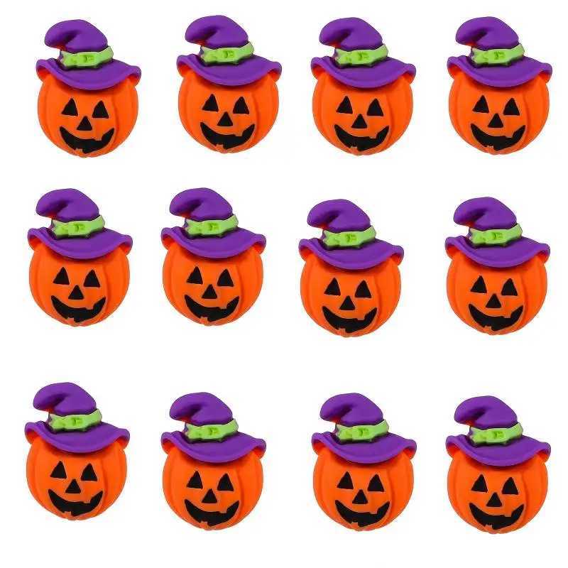 10Pcs Halloween Decoration White Ghost Pumpkin Flatback Resin Scrapbooking DIY Craft Gifts Ornament Accessories C250919