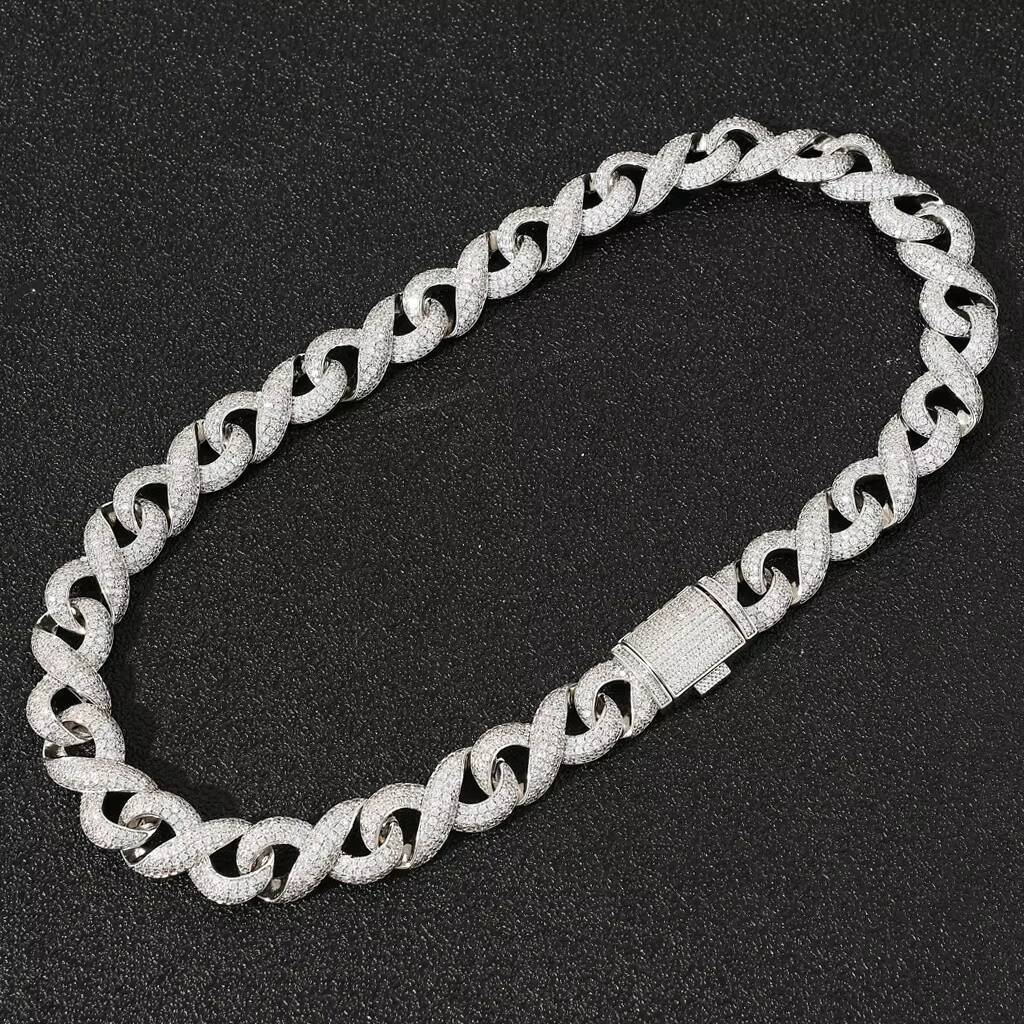 Wholesale Hip Hop Jewelry White Gold Plated Cuban Chain Iced Out Cz Diamond Cuban Link Cuban Necklace