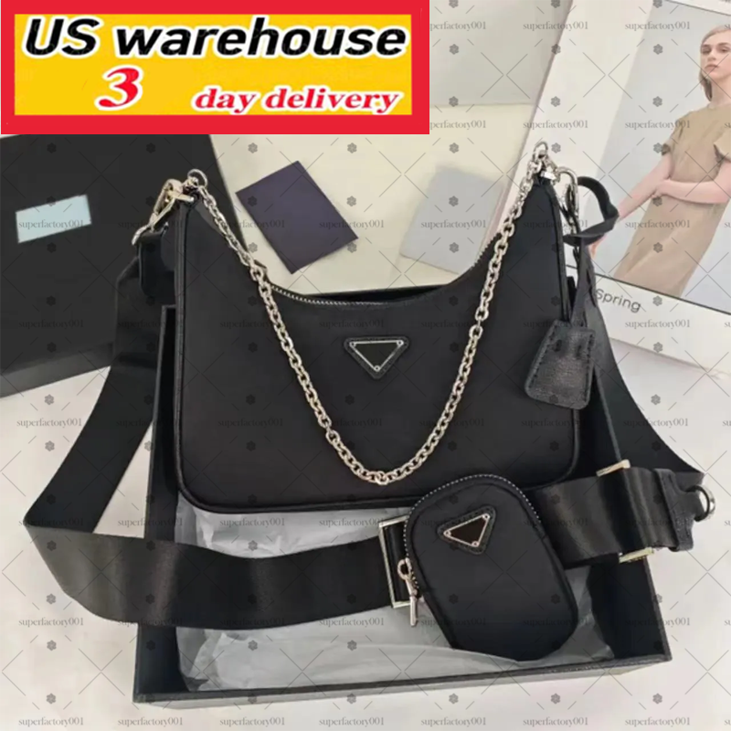 Designer bag shoulder bag 2002 HoBo crossbody bag classic armpit bag triangle fashion chain bag canvas nylon black three in one armpit wallet