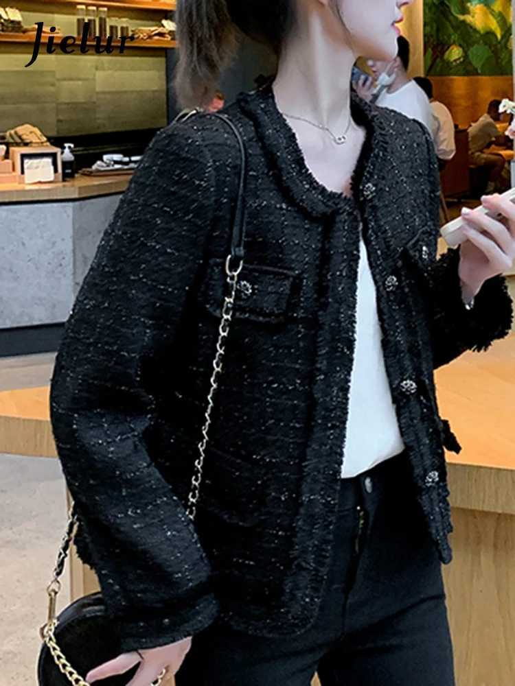 Jielur Autumn New Sweet Ladies Elegant Women Jackets Solid Street Fashion Jackets Woman Black Casual Loose Slim Coats Female Z250918