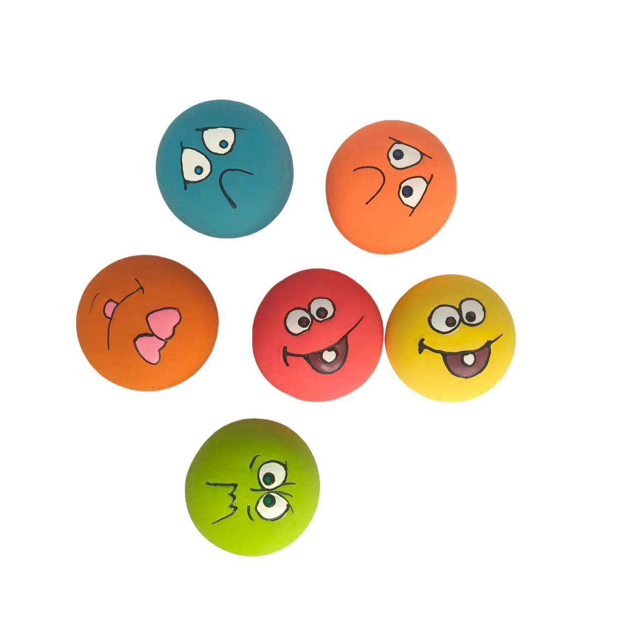 Latex Bouncy Ball Dog Toy Natural Eco friendly Soft Rubber Squeaky Teething Expression Balls Pet Puppy Toy for small dogs Random 8pcs in One Pack