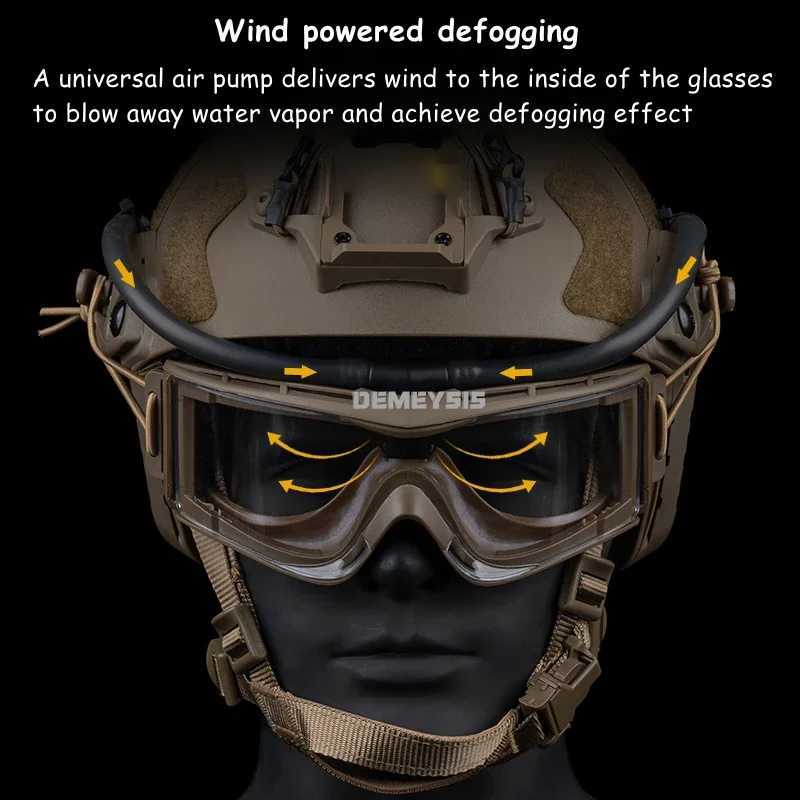 Tactical Goggles Defogger Outdoor Shooting Hiking Glasses Defogging Fan Anti Fog Kit Adjustable Wind Speed Goggles Defogger J250919