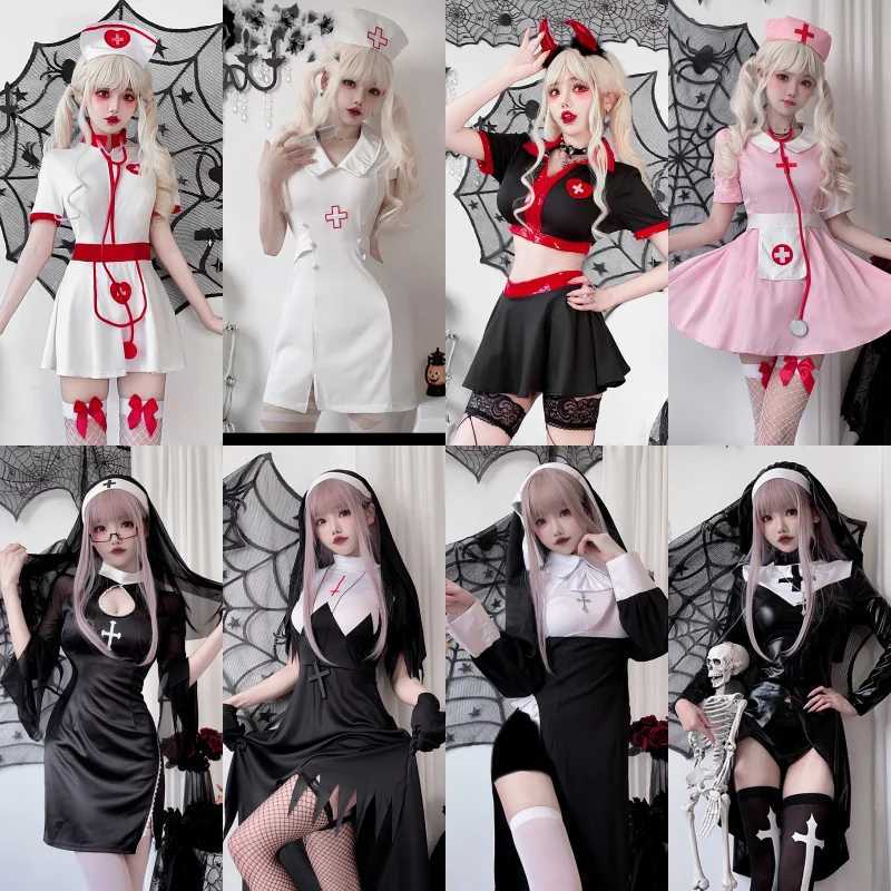 Gothic Nun Costume Adult loween Par Nurse Role Play Host orm k Angel Cosplay Womens Skirt in Sto Film Adapt L250918