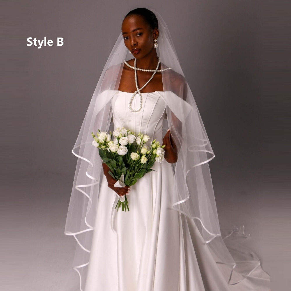 In Stock ! Velos De Novia 3D Flower Applique Cathedral Wedding Veil With Comb Soft Tulle Bridal Accessories A B C