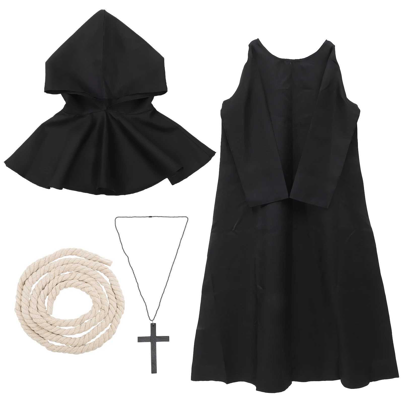 Medieval Cape Hooded Robe Cloak Knight Friar Priest Gown Robe Long Sleeve Wizard Cloak Halloween Outfit Cosplay Costume Props L250918