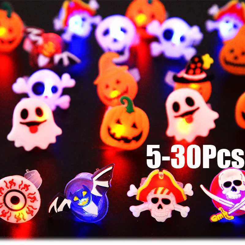 530Pcs LED Luminous Halloween Rings Glow In Dark Pumpkin Ghost Skull Finger Rings Jewelry For Kids Halloween Party Favors Gifts C250919
