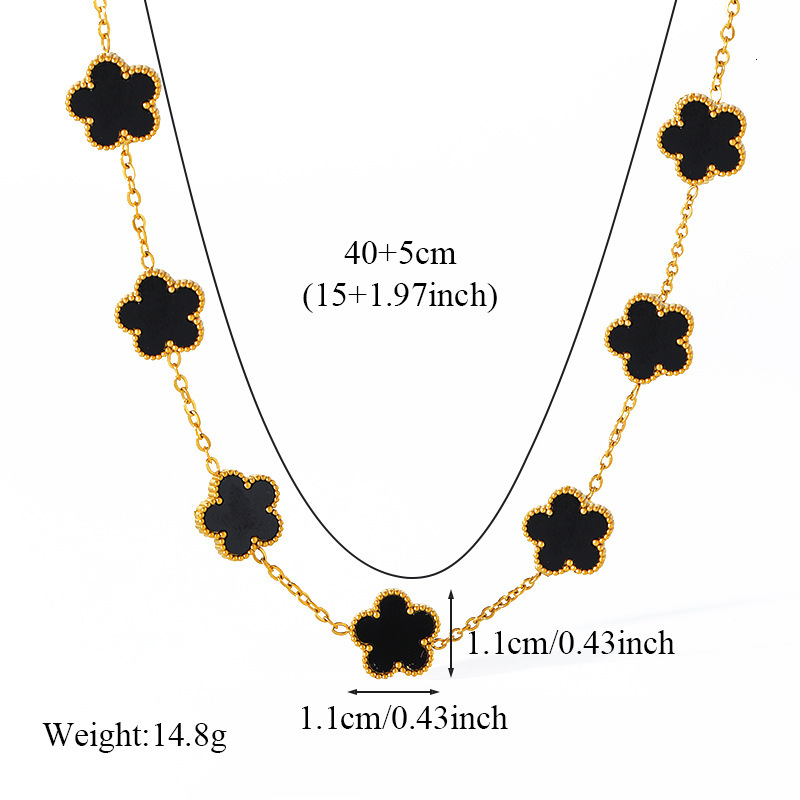 Hot-selling Five-leaf Pendant Necklace for Women Fashionable Fifteen Flower Choker Collarbone Chain gold Waterproof Jewelry