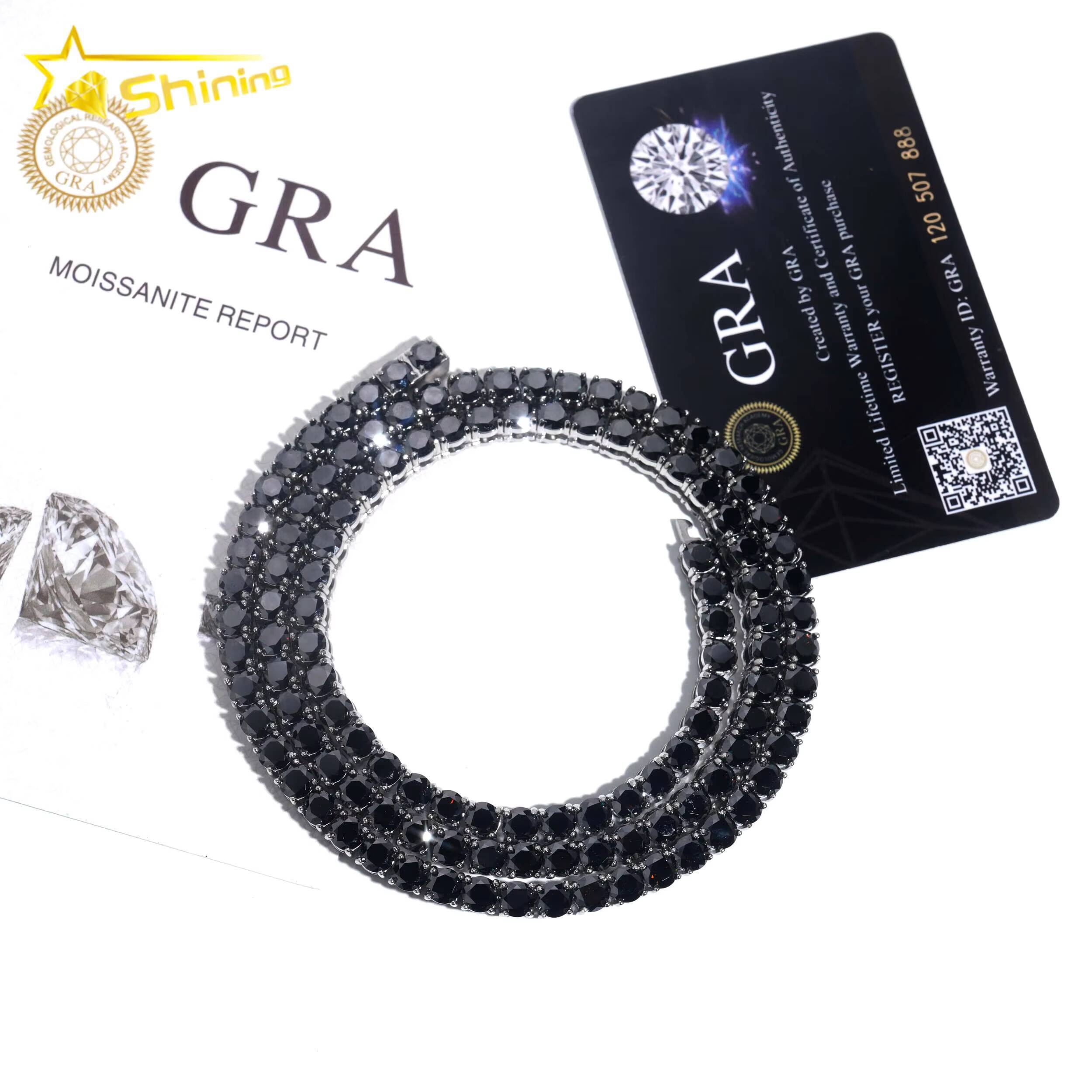 Pass Diamond Tester Black Diamond 316L Stainless Steel Hip Hop Tennis Bracelet Moissanite Tennis Necklace