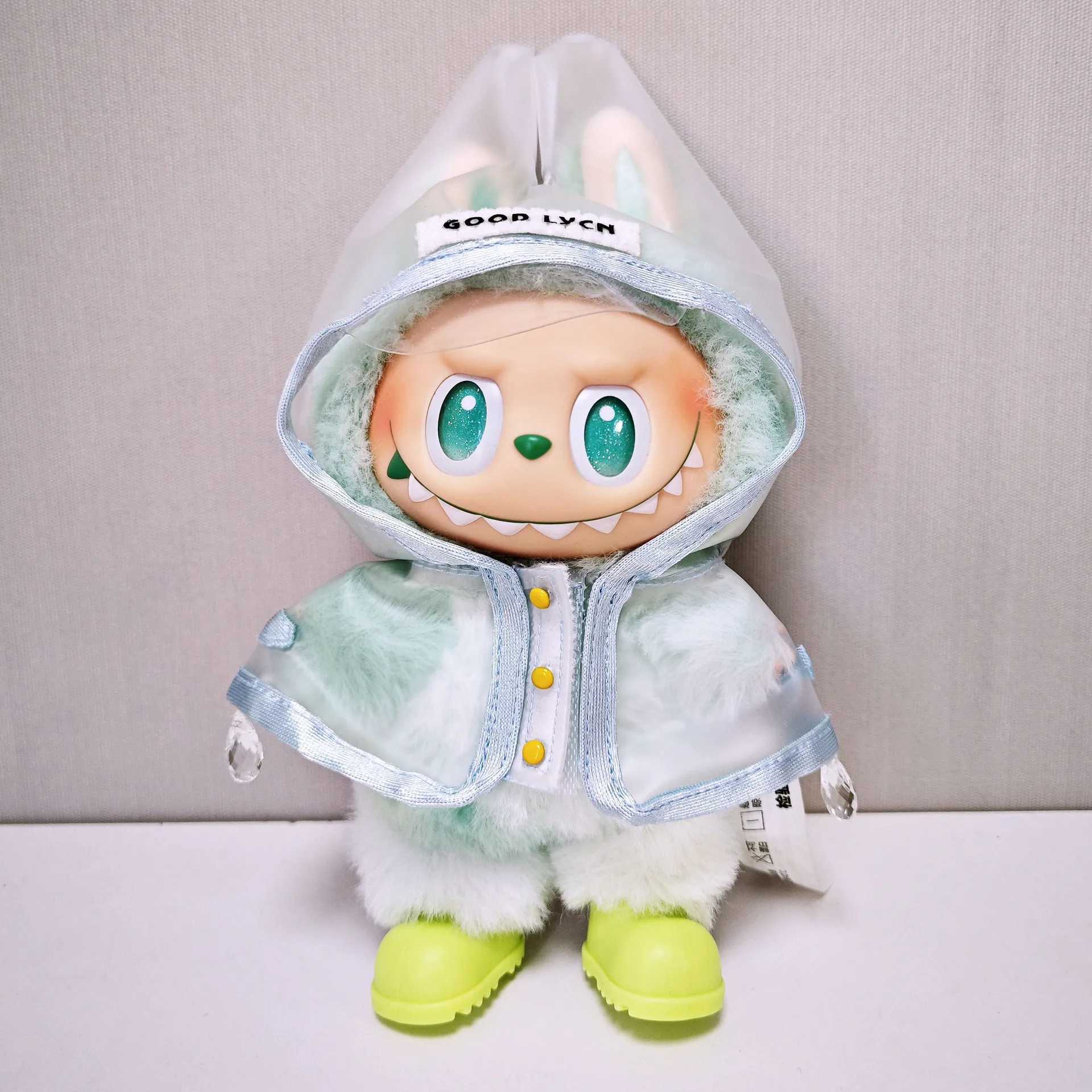 Cute for 17cm Labubu Transparent Raincoat Macaron Raincoat Doll Clothes Heartbeat Outfits Labubu Accessories C250919
