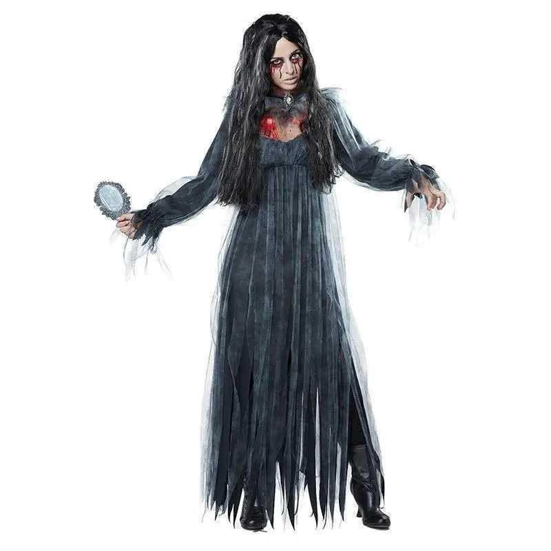 Halloween Costume Ghost Bride Witch High Quty Vampire Game Soft Costume Horror Demon Costume Black Gauze Dress L250918