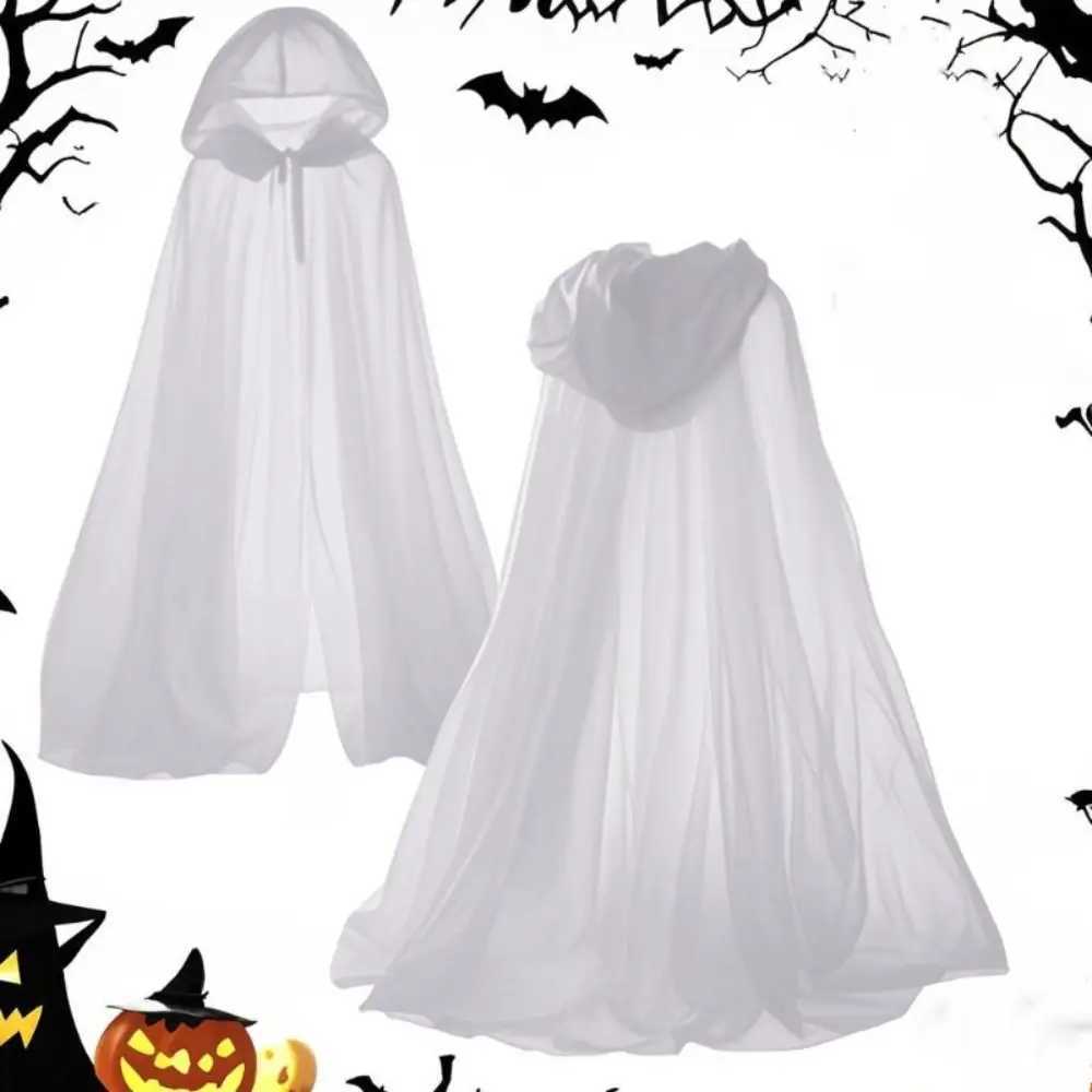 Funny Transparent Mesh Ghost Cloak Lace Up Cosplay Women Halloween Costume Dress Up Accessories Hooded Cloak Cosplay L250918