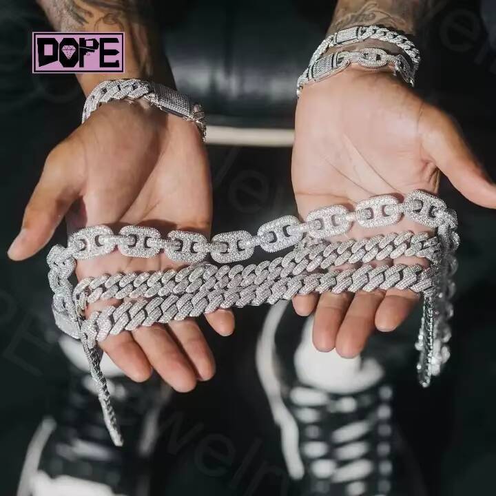 Hip Hop Jewelry Miami Men Pendant Necklace S925 Sterling Silver Iced Out Moissanite Cuban Chain