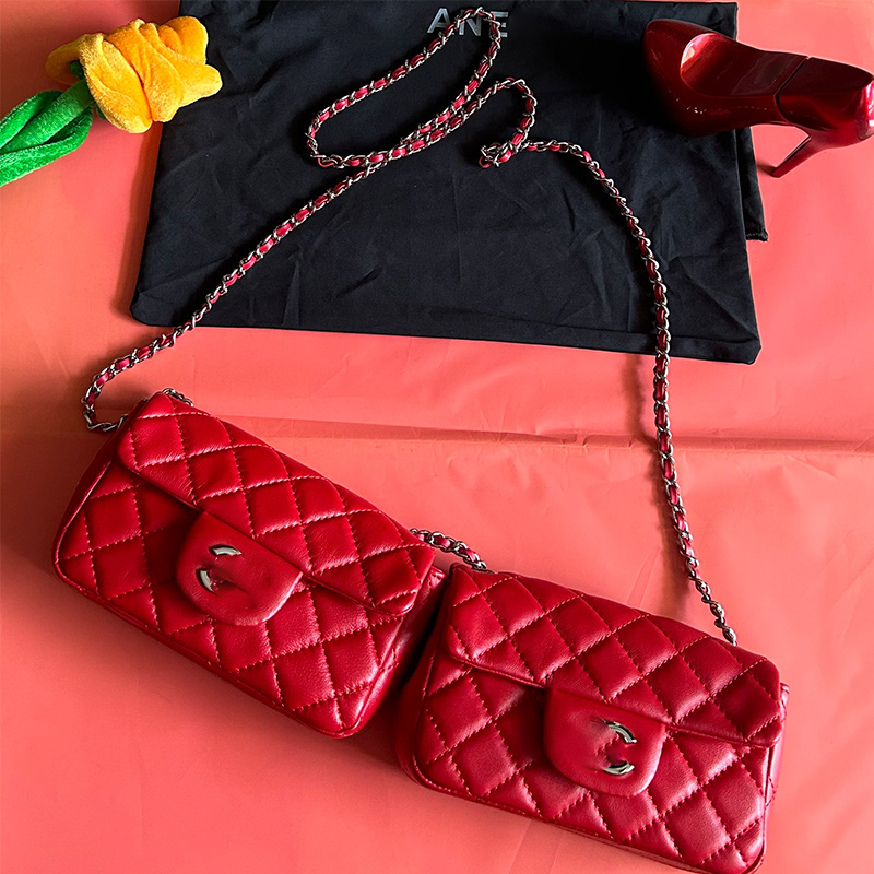 mirror quality crossbody designers bags handbag for woman Cross Body bag waist bag lady Gemini wallet Diamond Lattice Silver chain bag Two bags 2-in-1 Fast delivery